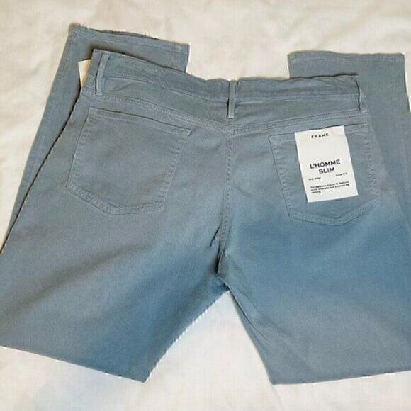 Frame LHomme Slim Men Jeans Size 38X32 Blue Straight Leg Comfort Stretch Twill - Picture 12 of 16